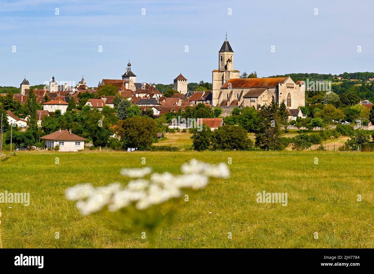 View of the walled medieval town of Martel, one of France's most beautiful ones Stock Photo