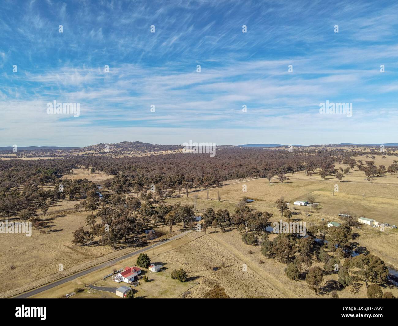 Aerial View at Deepwater, NSW, 2371, Australia, view of the town
