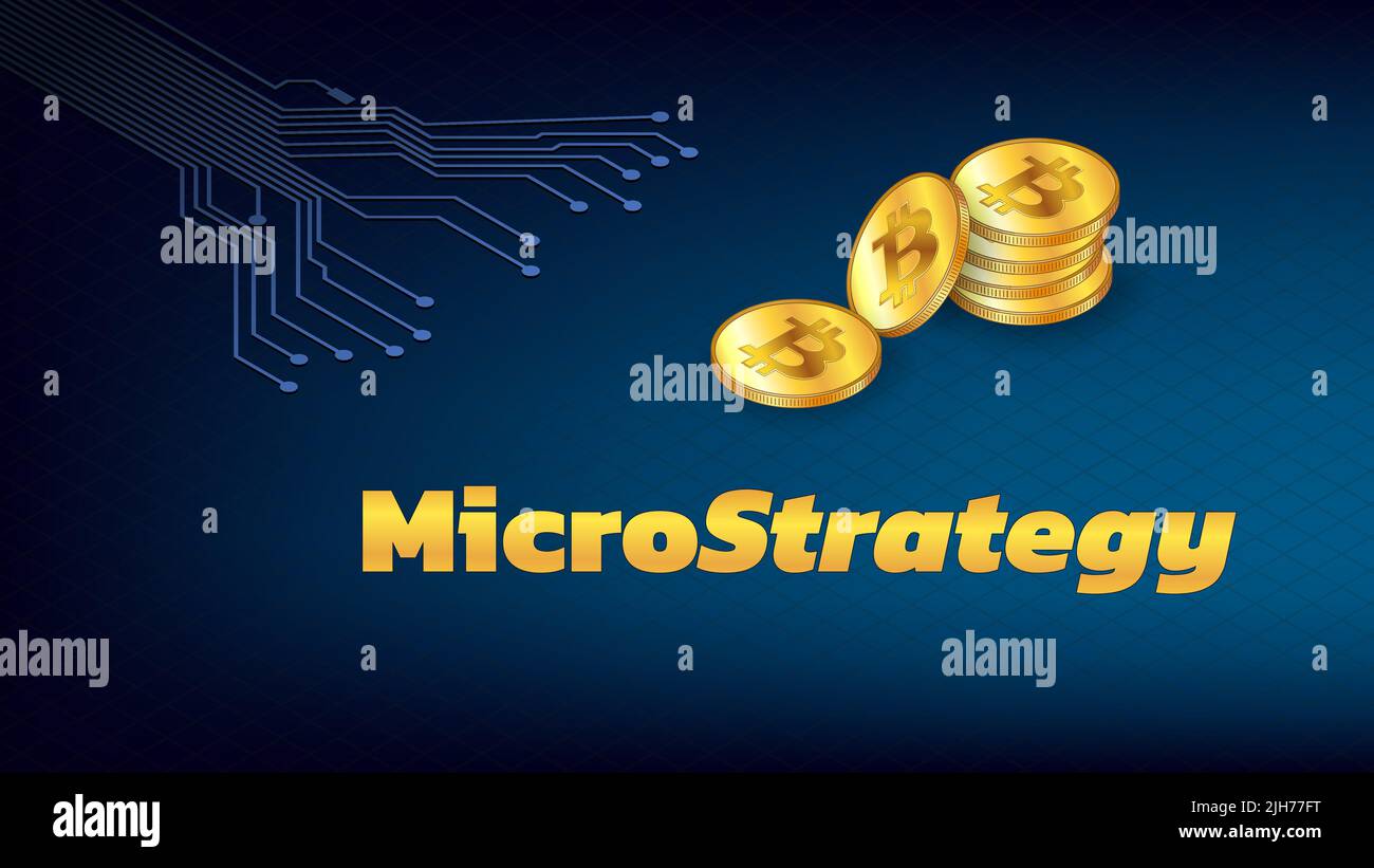 Banner MicroStrategy Incorporated - company that buys bitcoins and other  digital coins and pushes the market up. Vector illustration Stock Vector  Image & Art - Alamy