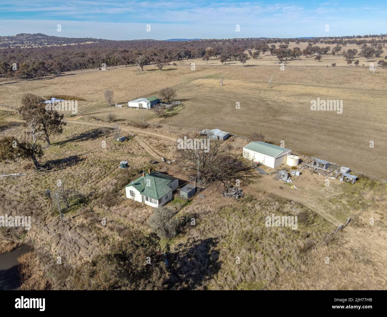 Aerial View at Deepwater, NSW, 2371, Australia, view of the town
