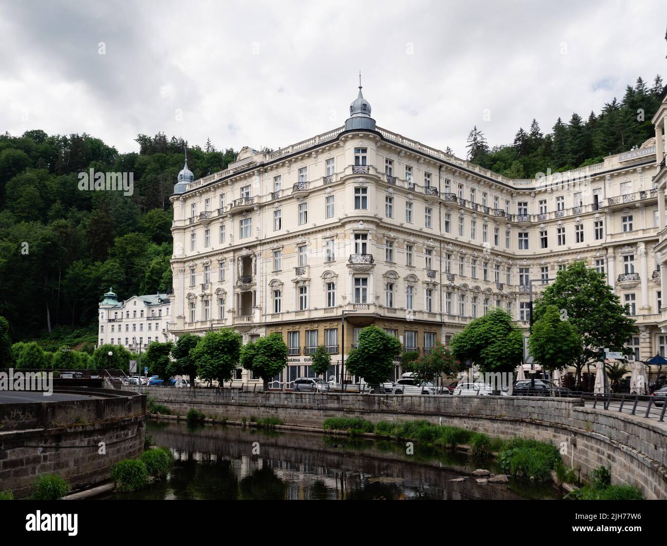 Karlovy Vary, Czech Republic - May 29 2022:Grand Hotel Pupp Exterior in Carlsbad, Bohemia. Stock Photo