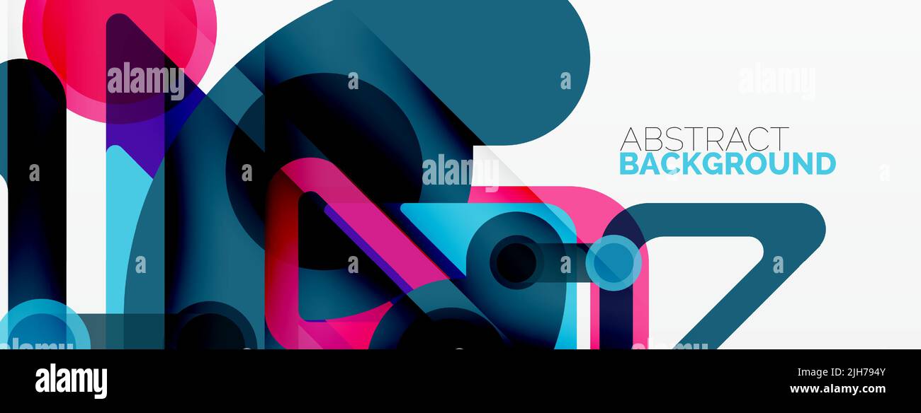 Geometric primitives. Lines, circles abstract background Stock Vector