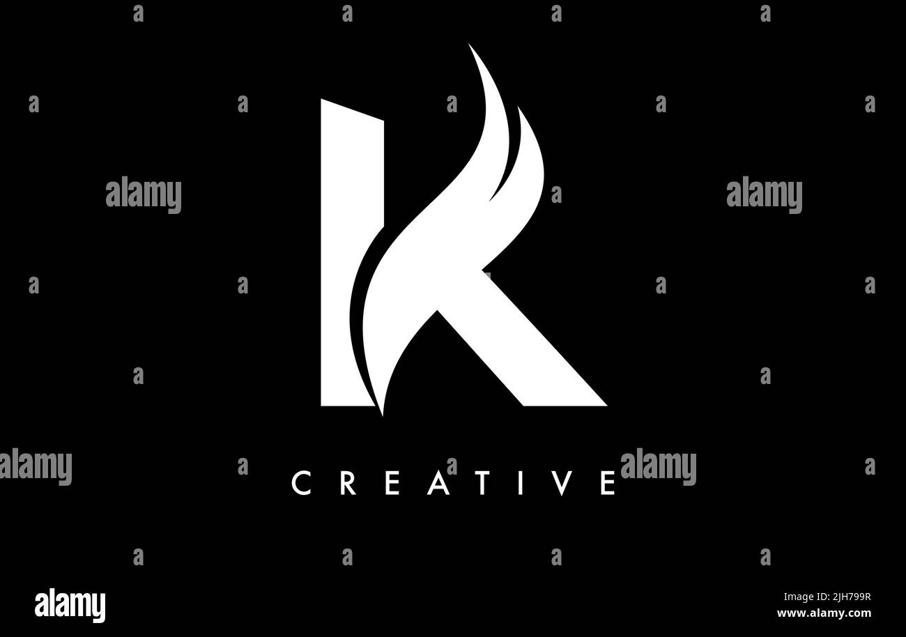 Letter K Logo Icon Design with Swoosh and Creative Cut Curved Shape ...