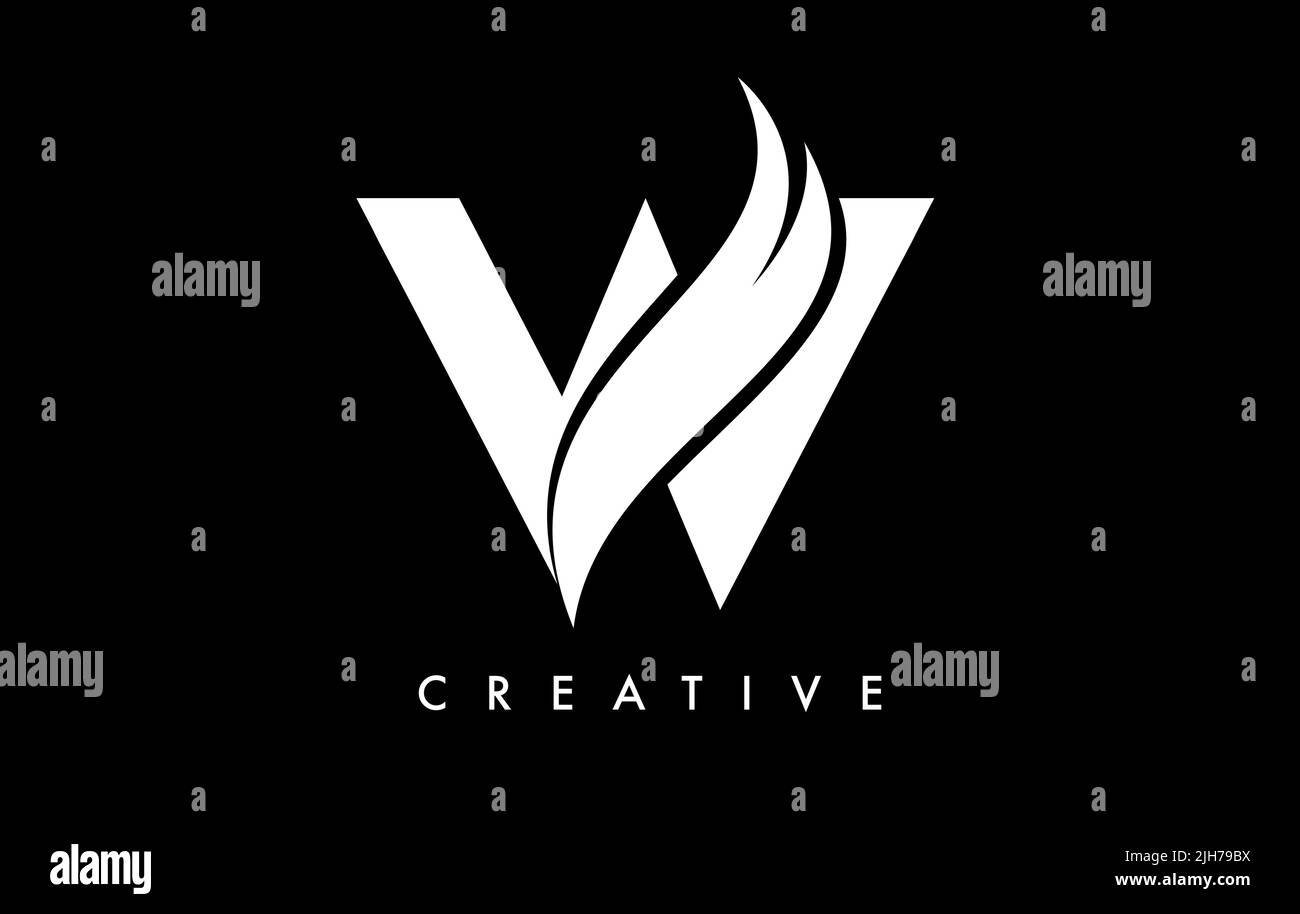 Letter W Logo Icon Design with Swoosh and Creative Cut Curved Shape ...