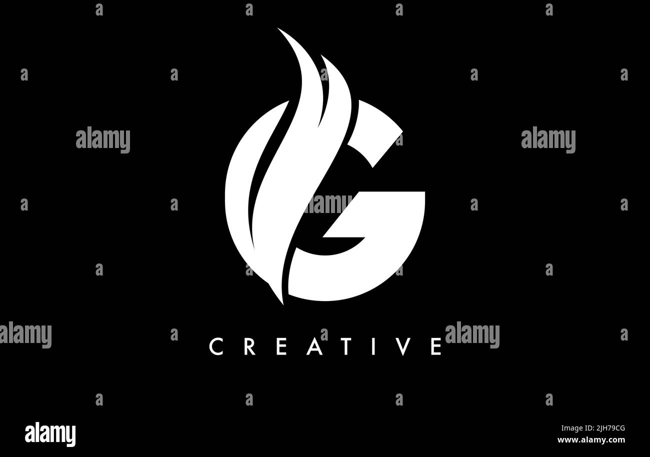 Letter G Logo Icon Design with Swoosh and Creative Cut Curved Shape ...