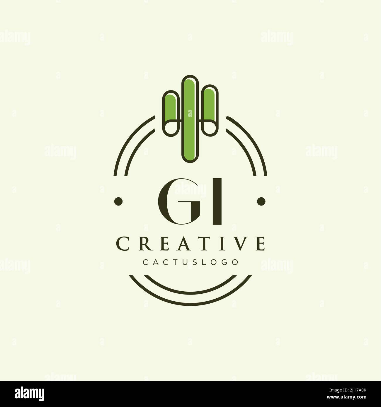 GI Initial letter green cactus logo template vector Stock Vector