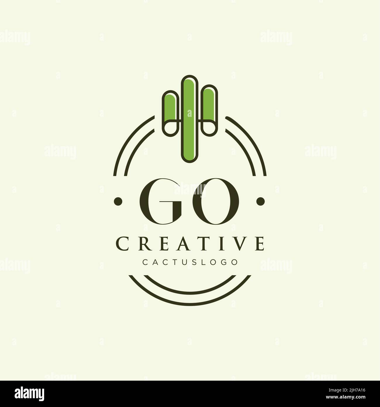 GO Initial letter green cactus logo template vector Stock Vector