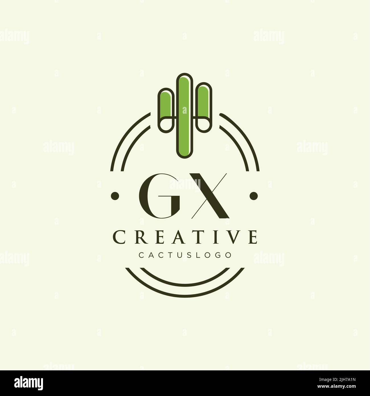 GX Initial letter green cactus logo template vector Stock Vector