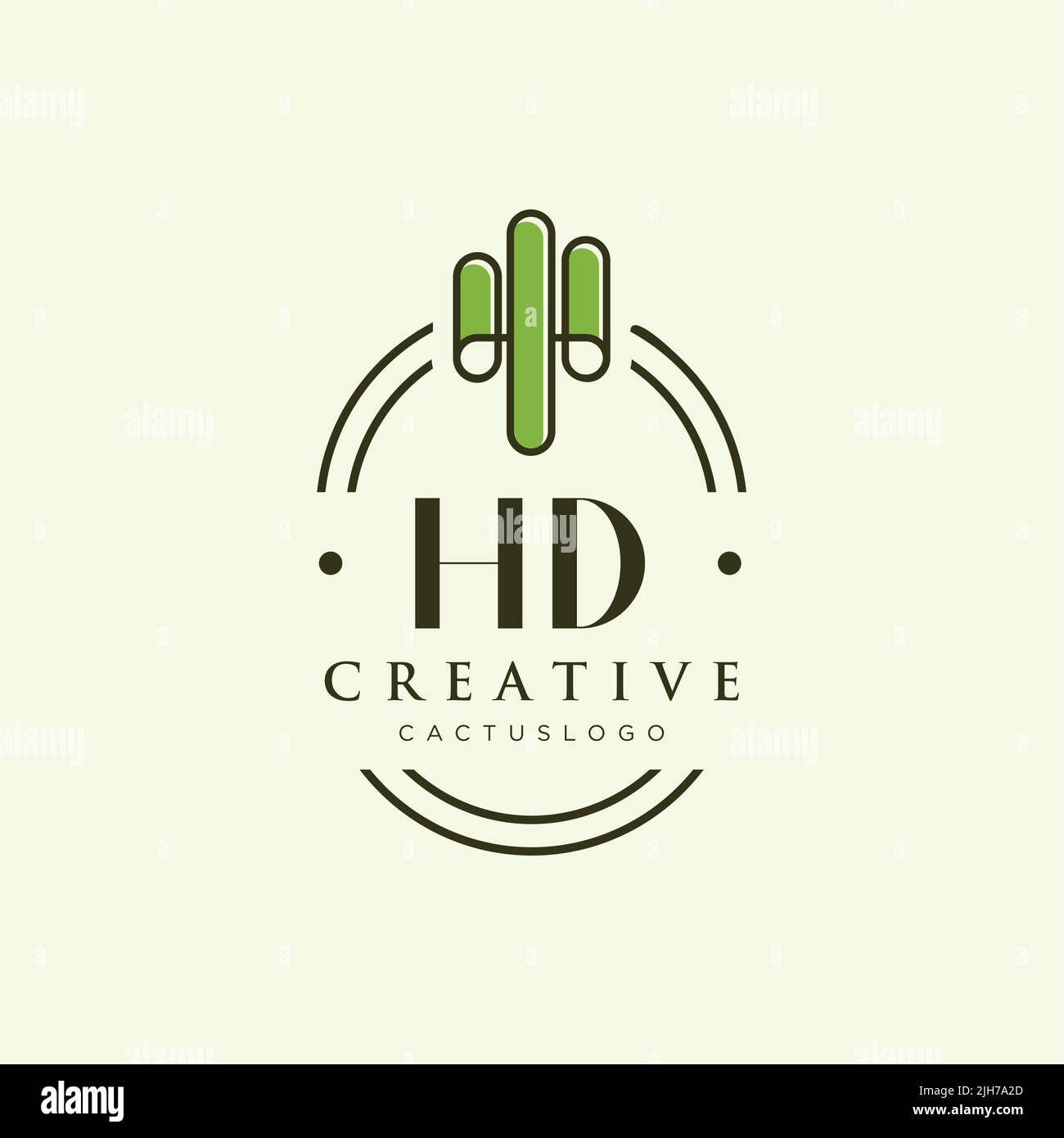 HD Initial letter green cactus logo template vector Stock Vector
