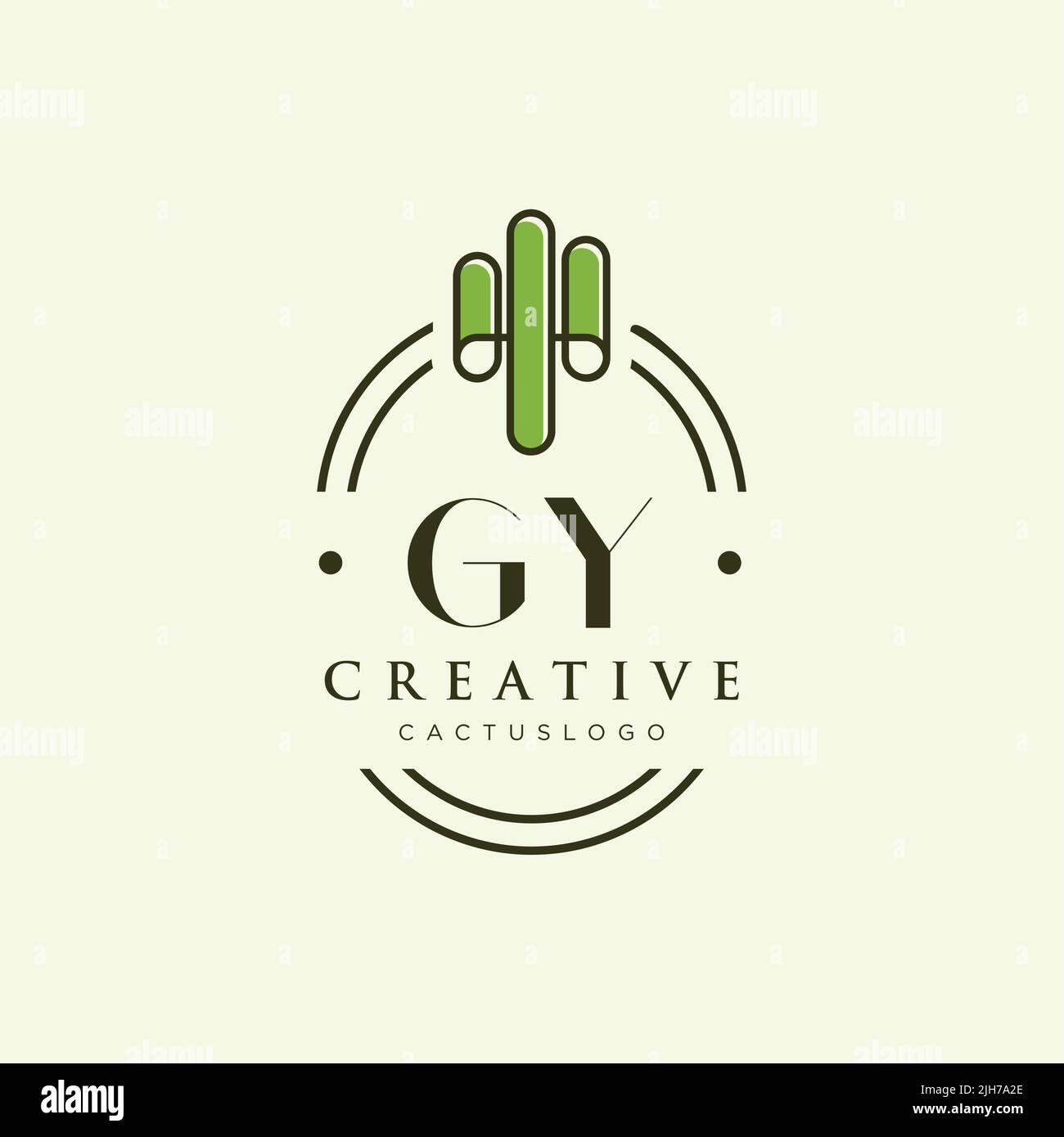 GY Initial letter green cactus logo template vector Stock Vector