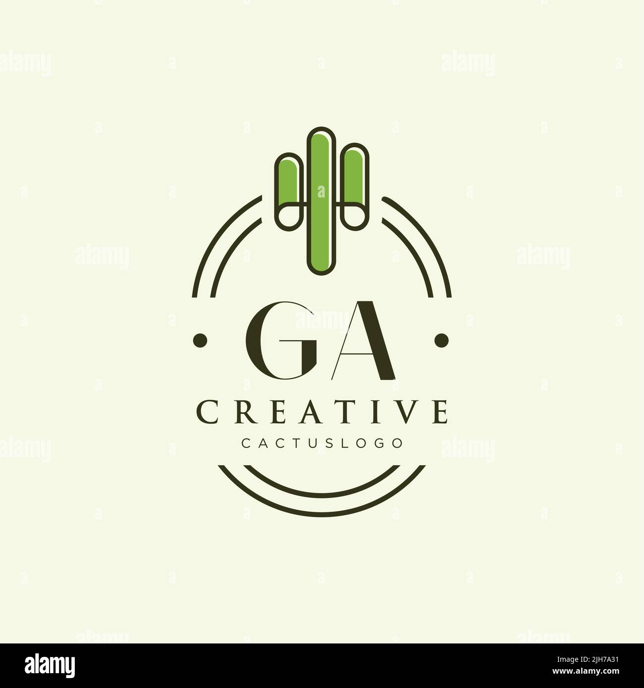 GA Initial letter green cactus logo template vector Stock Vector