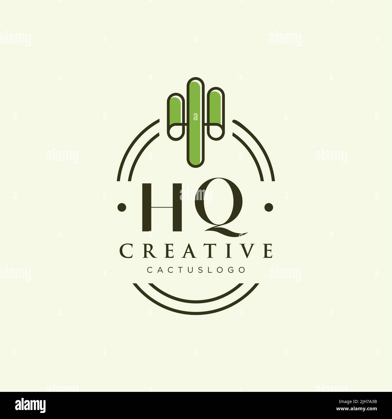HQ Initial letter green cactus logo template vector Stock Vector