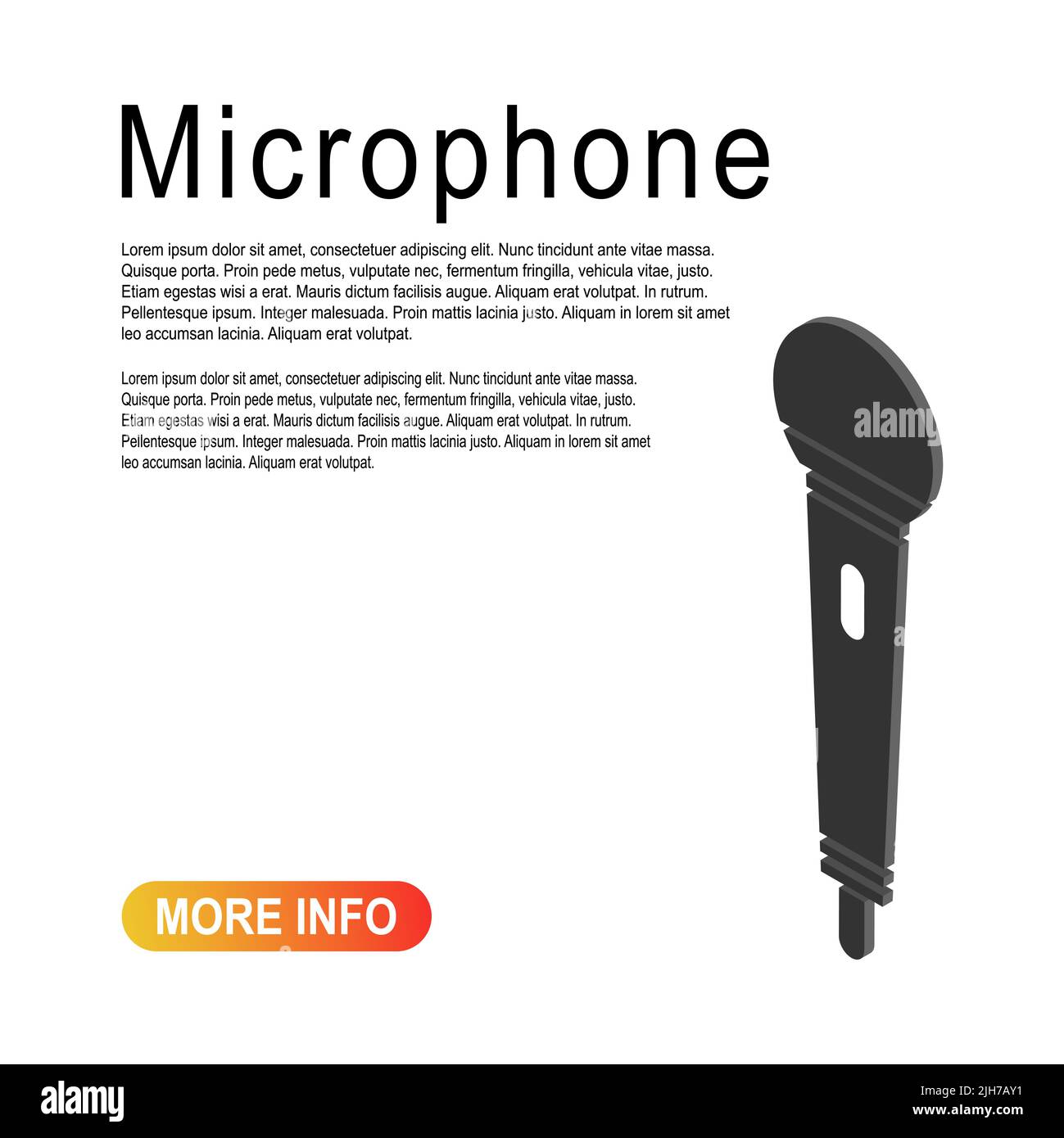 Microphone isometric icon, audio speech symbol, record concert sign ...