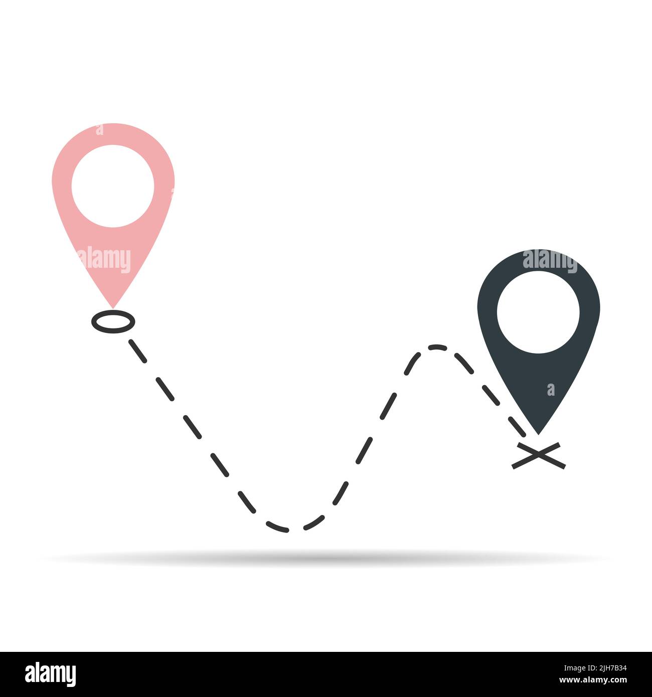 We have moved announcement design shadow, location Vector icon symbol pointer, navigation illustration . Stock Vector