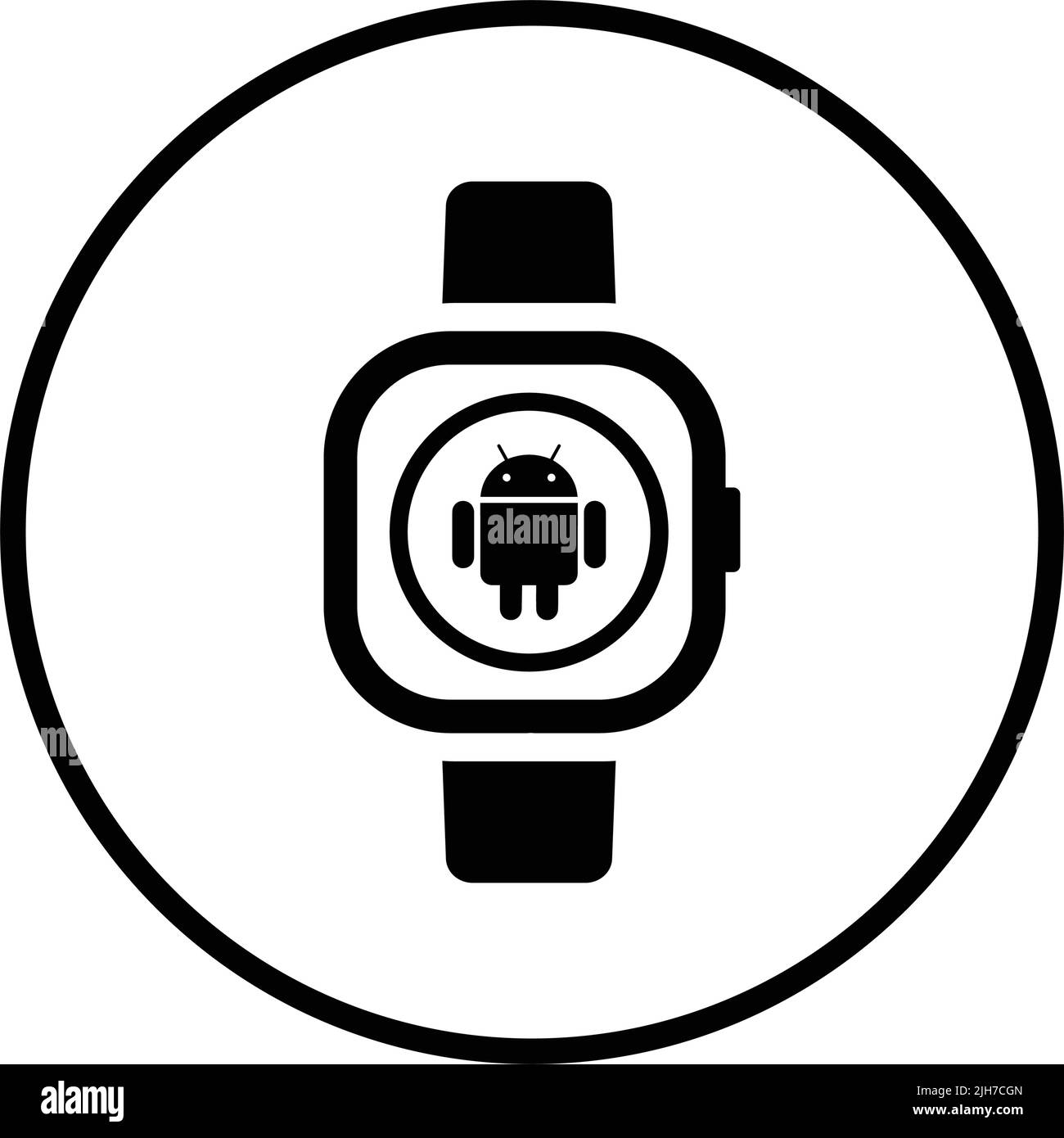 Android, notification, watch icon is isolated on white background. Use ...