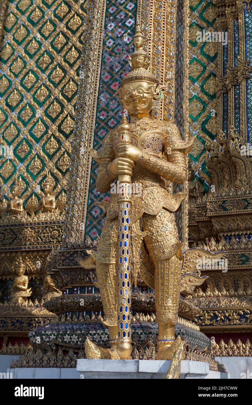 A Yaksha, a demon guarding the Phra Mondop library in the Wat Phra Kaew complex in Bangkok, Thailand Stock Photo