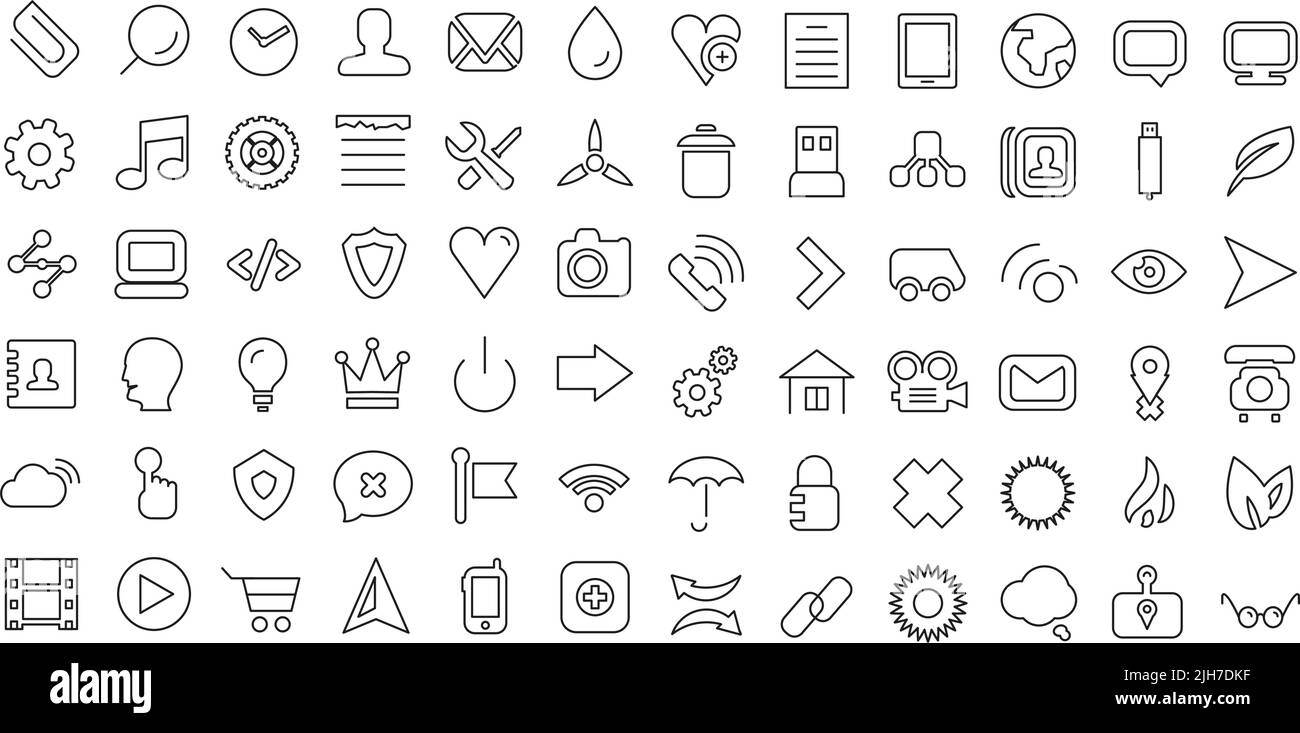 Web line icon set. Universal thin icons Stock Vector