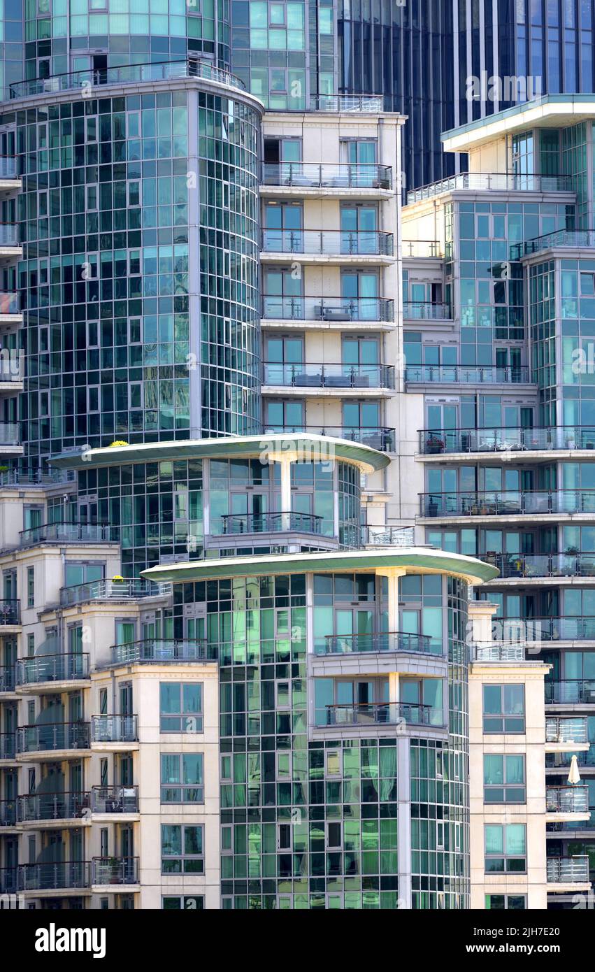 London, England, UK. Modern apartment blocks in the St George Wharf riverside development in Vauxhall Stock Photo