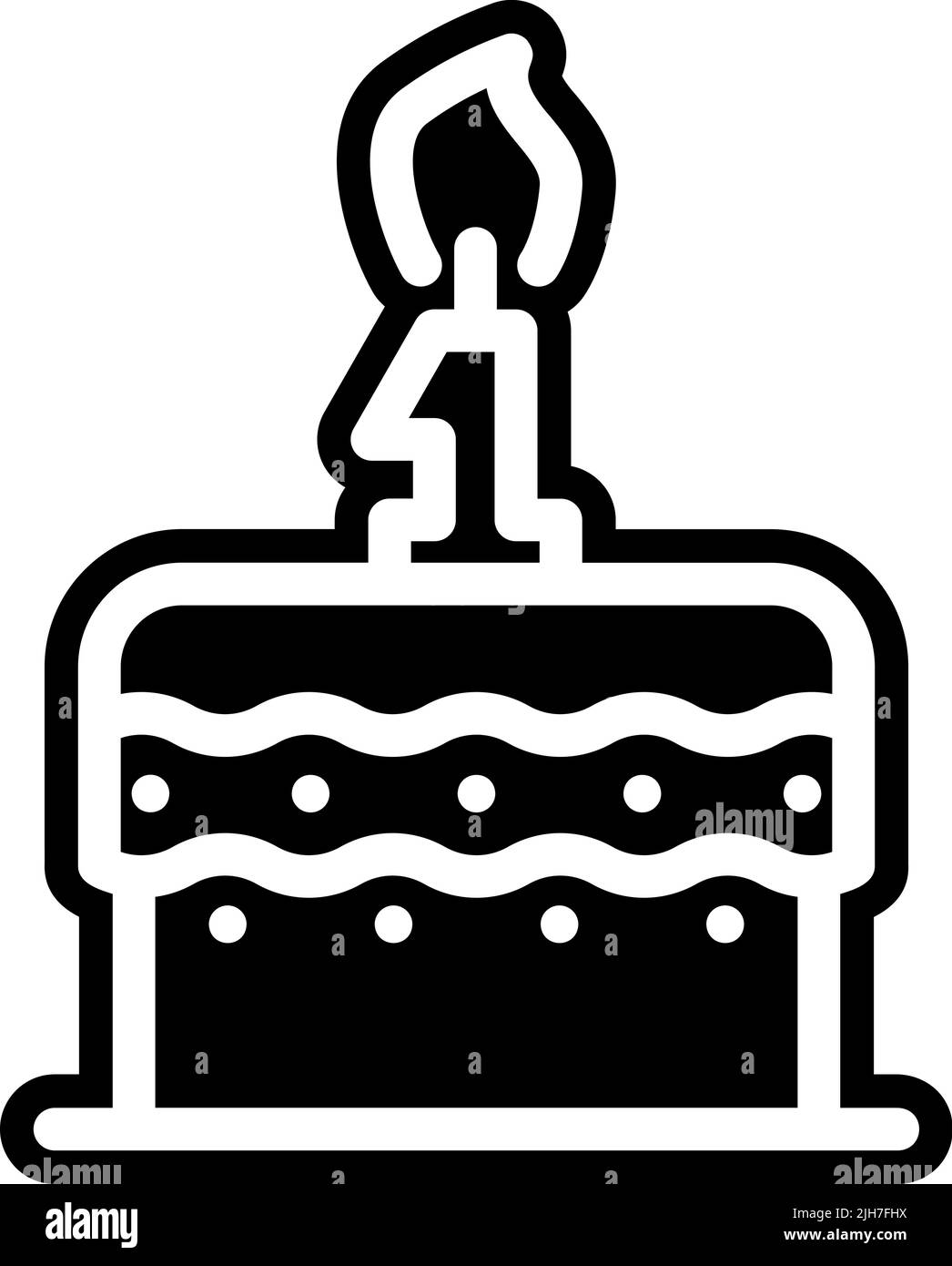 Childhood birthday cake icon Stock Vector