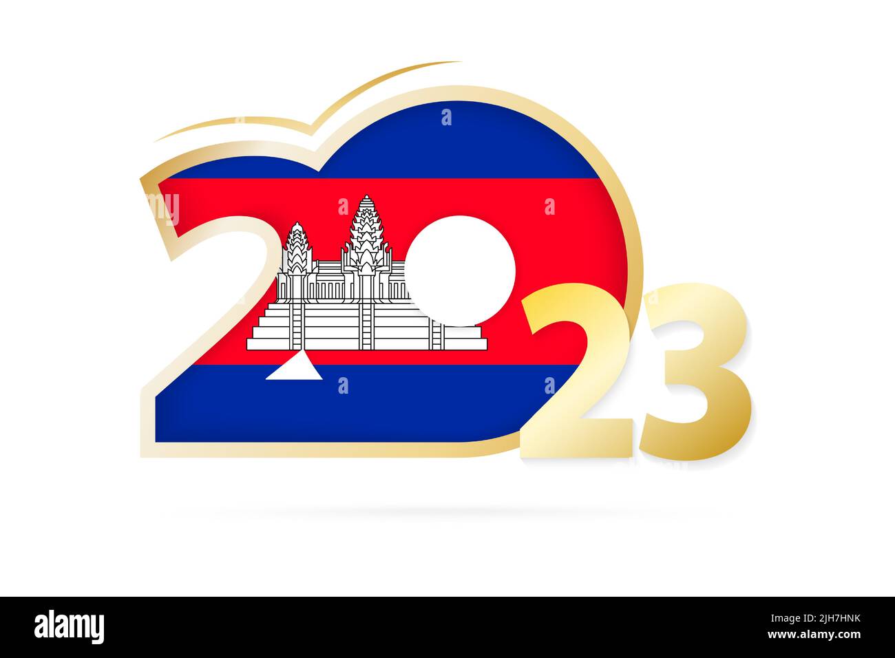 Year 2023 with Cambodia Flag pattern. Vector Illustration. Stock Vector
