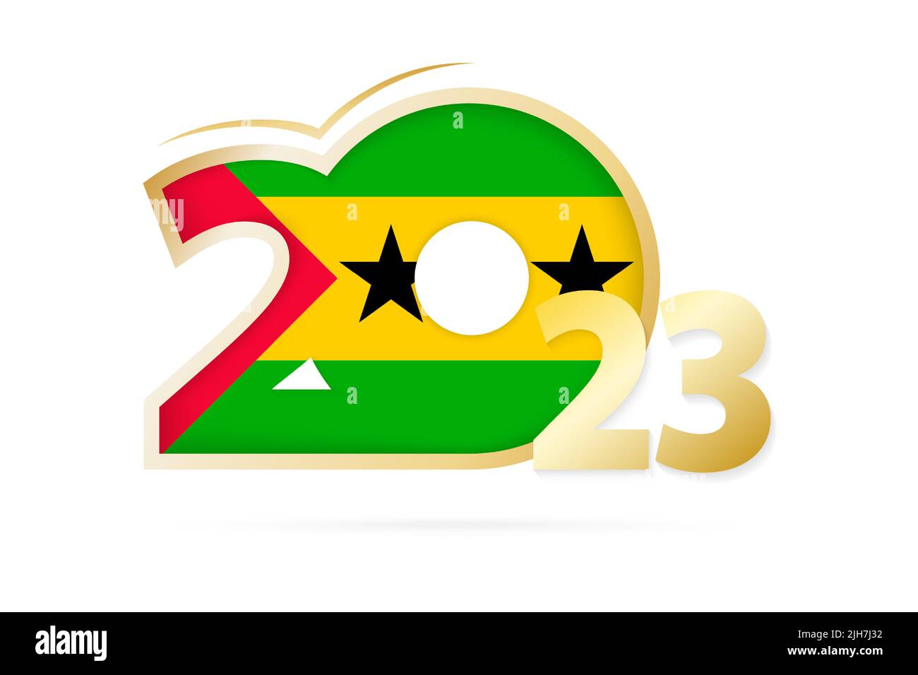 Year 2023 with Sao Tome and Principe Flag pattern. Vector Illustration