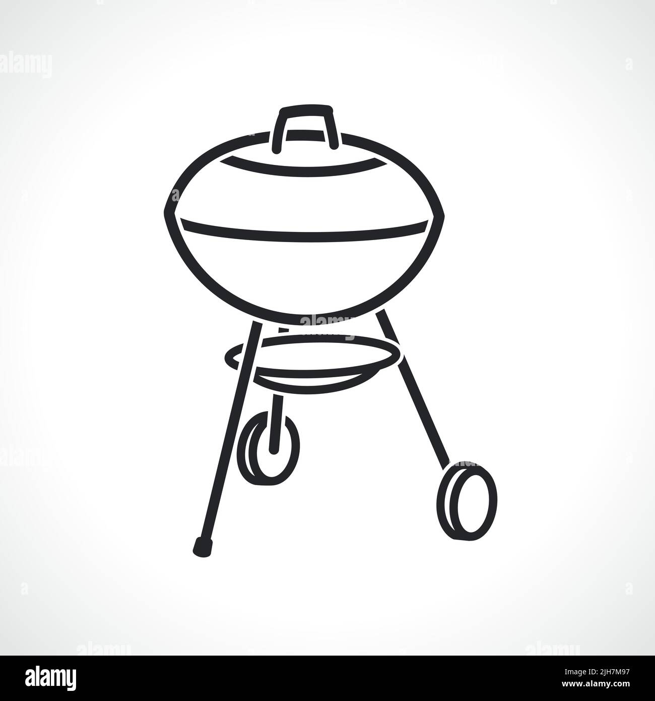 barbecue grill contour line drawing isolated illustration Stock Vector