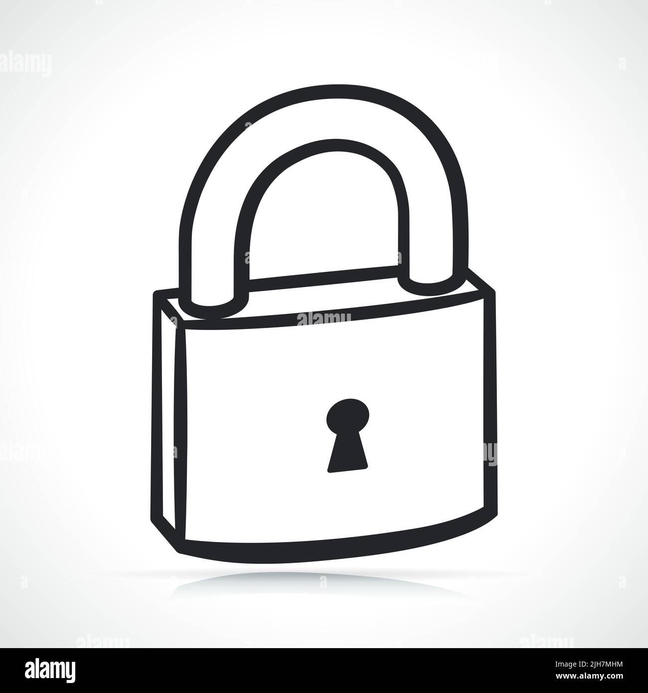 padlock black and white illustration isolated drawing Stock Vector