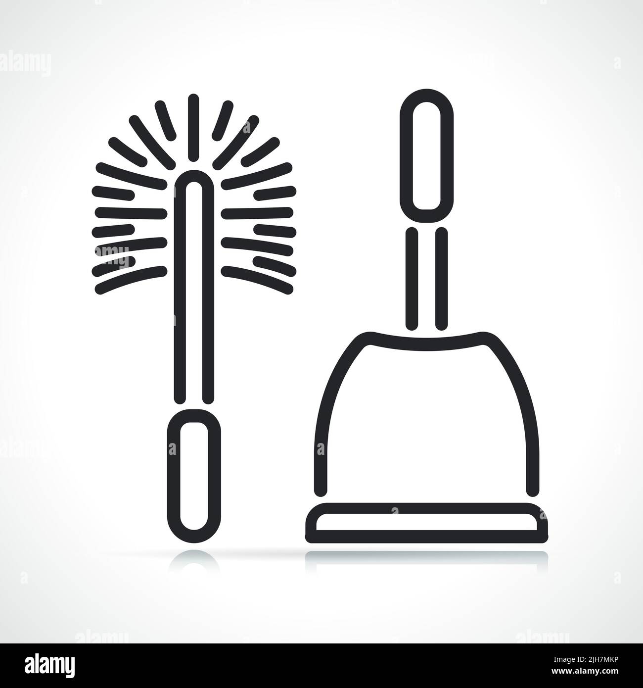 toilet brush thin line icon isolated illustration Stock Vector