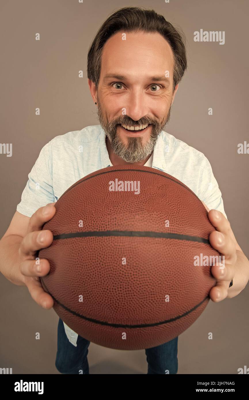 grizzled basketball player training. guy has sport motivation. sport and hobby. Stock Photo