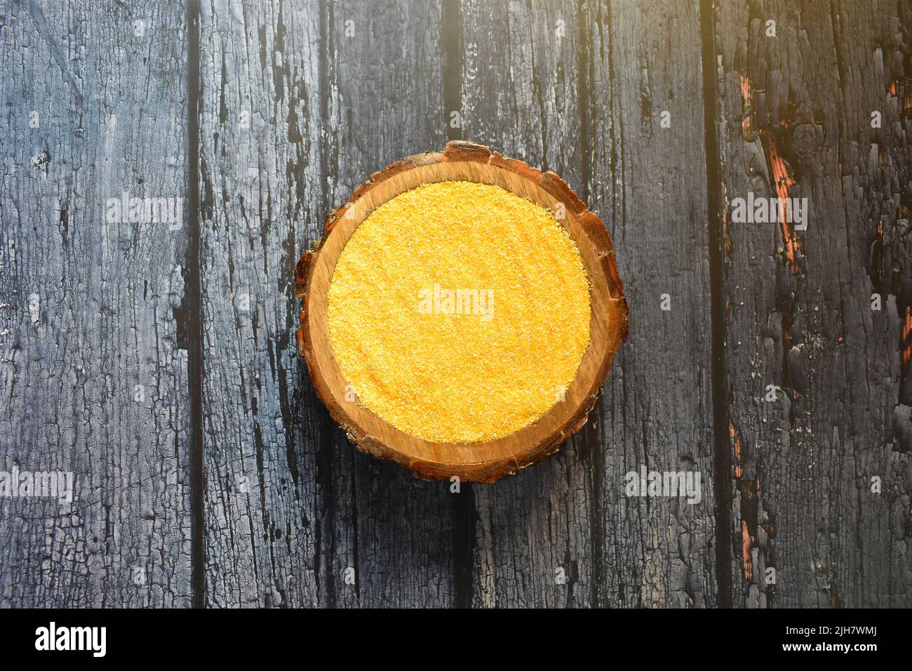 Raw coarse dried corn semolina Stock Photo