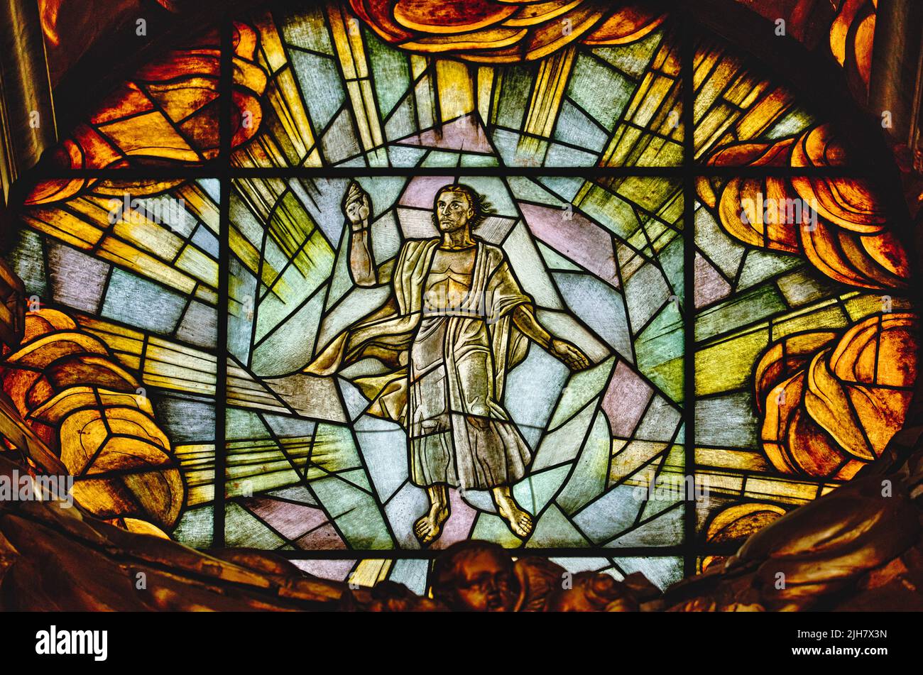 Stained glass window in 18th century octagonal Hedwig Eleonora Church