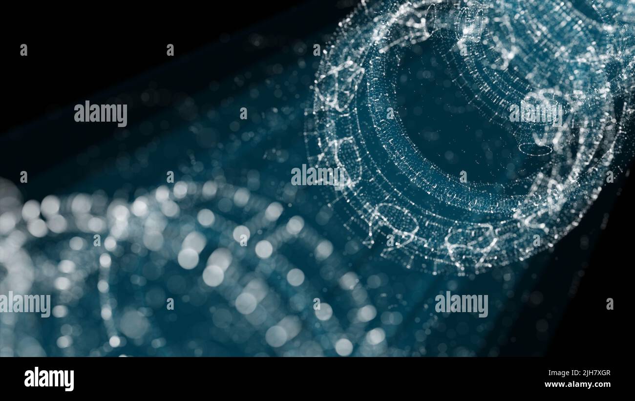 A glowing hologram of a mechanical object Stock Photo - Alamy