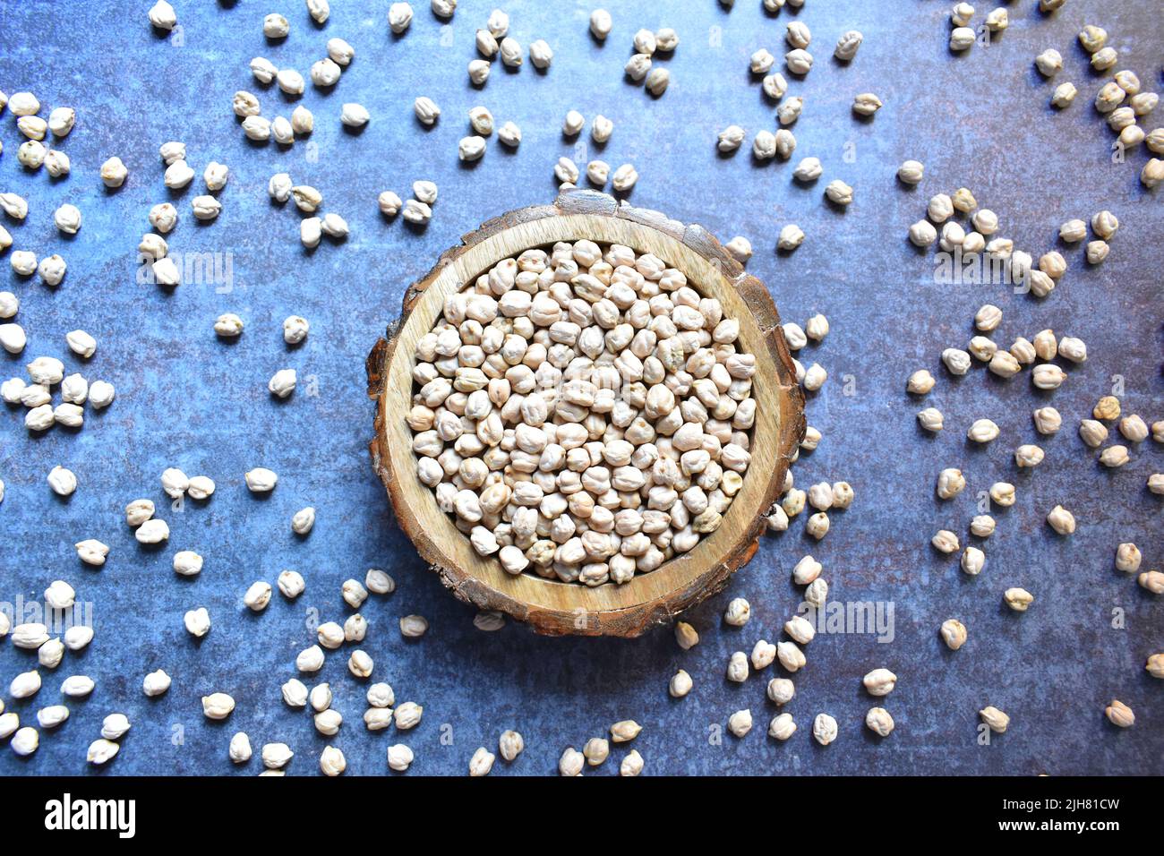 Raw whole dried white Chickpeas Stock Photo