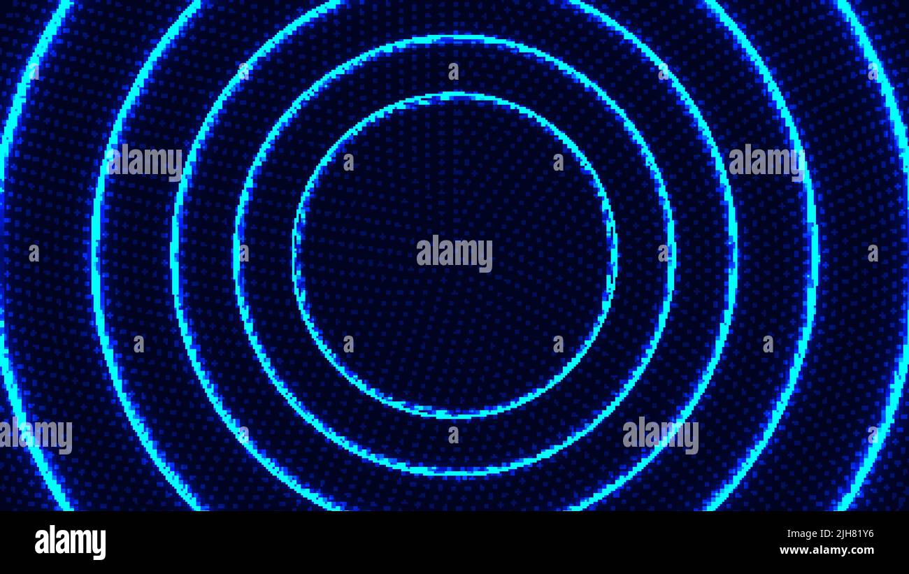Abstract radial motion lines circles blue glowing neon luminous ...