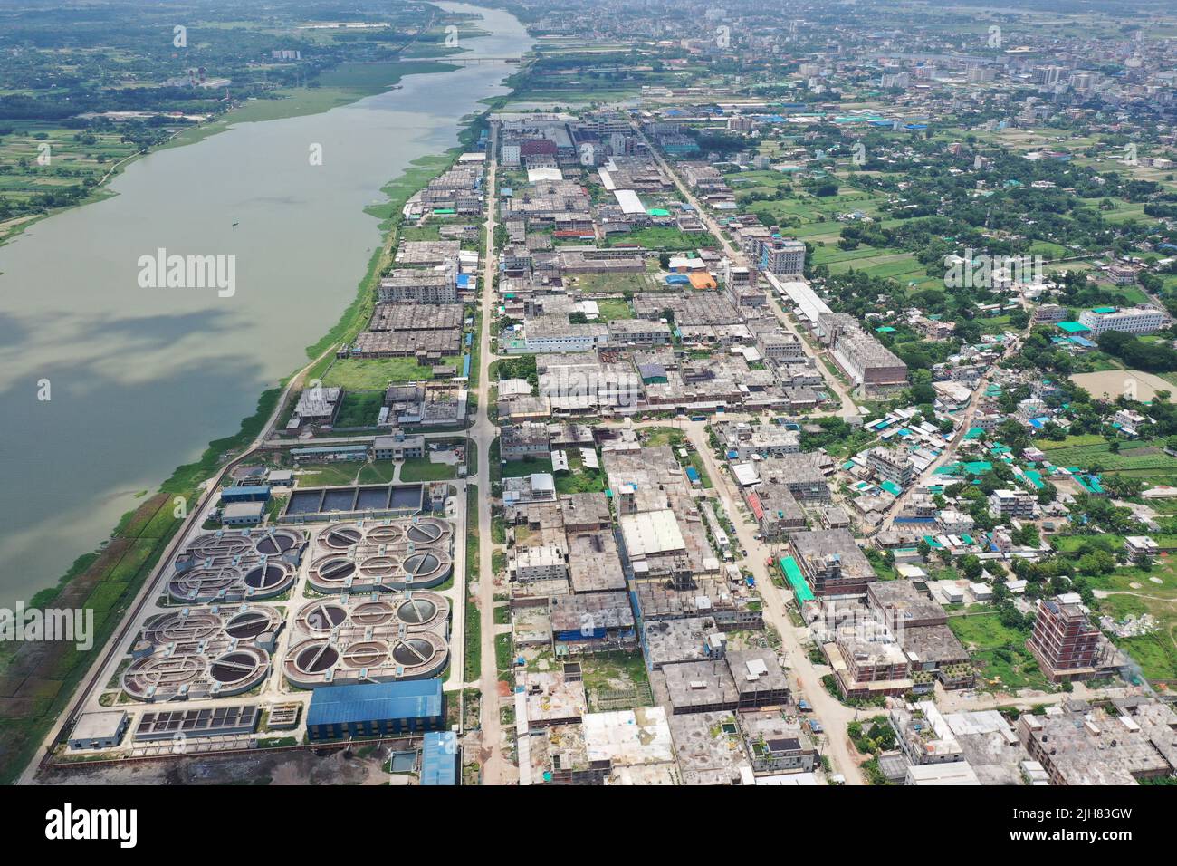 Dhaka, Bangladesh July 13, 2022 The bird'seye view of the central effluent treatment plant