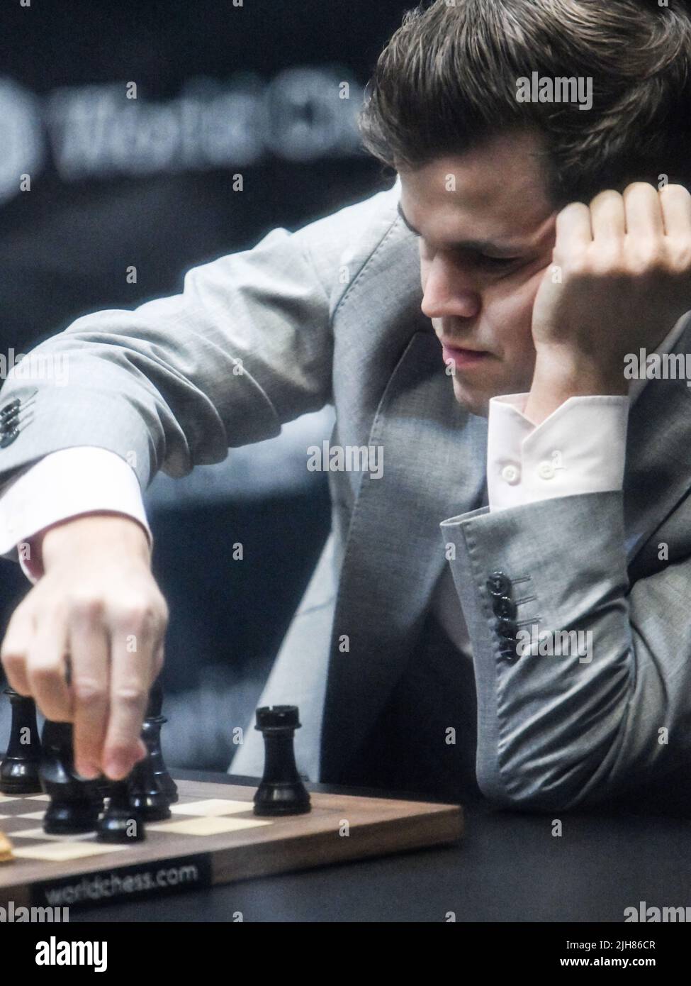 World Chess Championship in London 2018. Magnus Carlsen, World number One  from Norway, retained his title against Fabiano Caruana after a tie-break  Stock Photo - Alamy