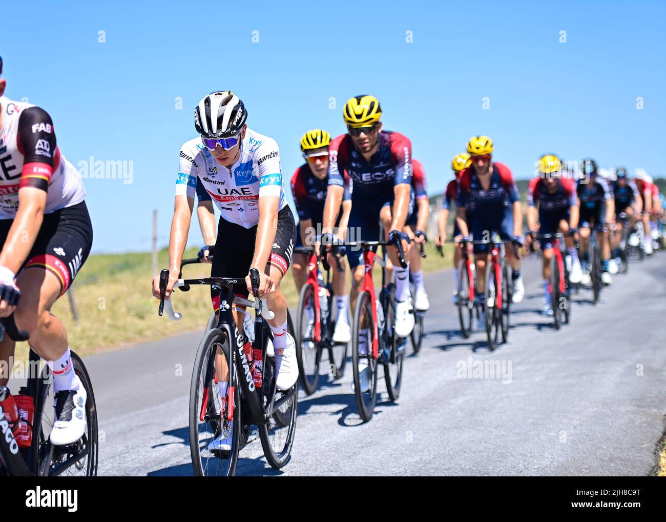 Tadej POGAČAR during Tour De France, Stage 14, France, 16th July 2022, Credit:Pete Goding/Goding Images/Alamay Live News Stock Photo