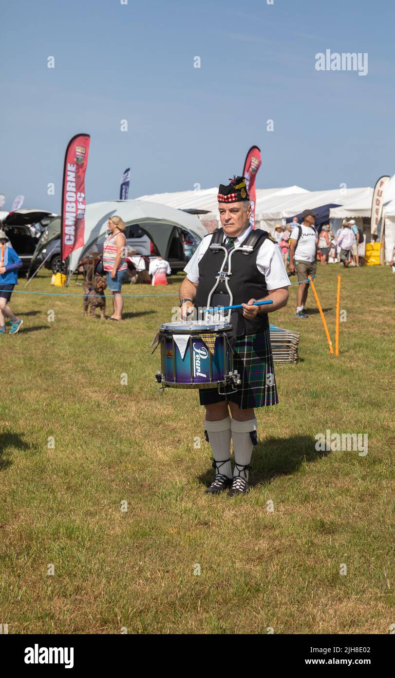 Kernow Pipes and drummers play at The Camborne Show in Cornwall Stock Photo