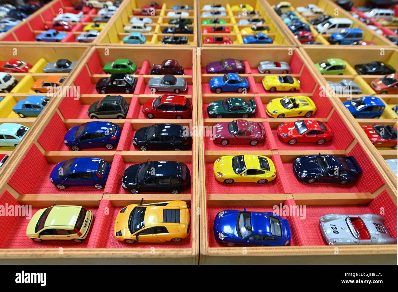 Vintage toy cars seller booth for collectors and enthusiasts Stock