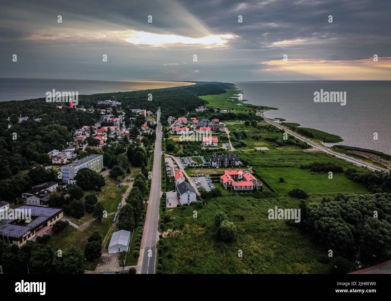 An aerial view of a seaside town Stock Photo - Alamy