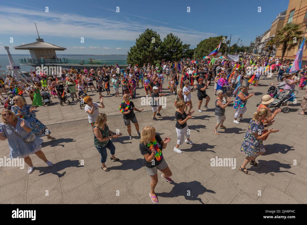 Southend on Sea, UK. 16th July, 2022. 1000s of participants gather for Southend Pride event, before the parade sets off along the High Street and into Warrior Square Gardens for a Pride Festival featuring live entertainment. Penelope Barritt/Alamy Live News Stock Photo