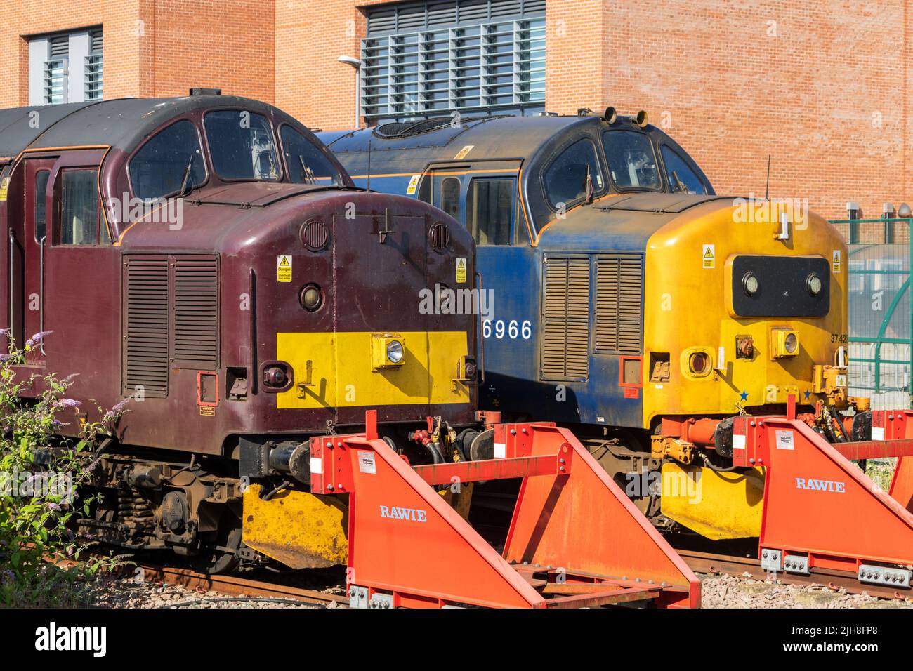 37516 'Loch Laiden' stabled with 37422 at York. Saturday 16th July 2022. Stock Photo