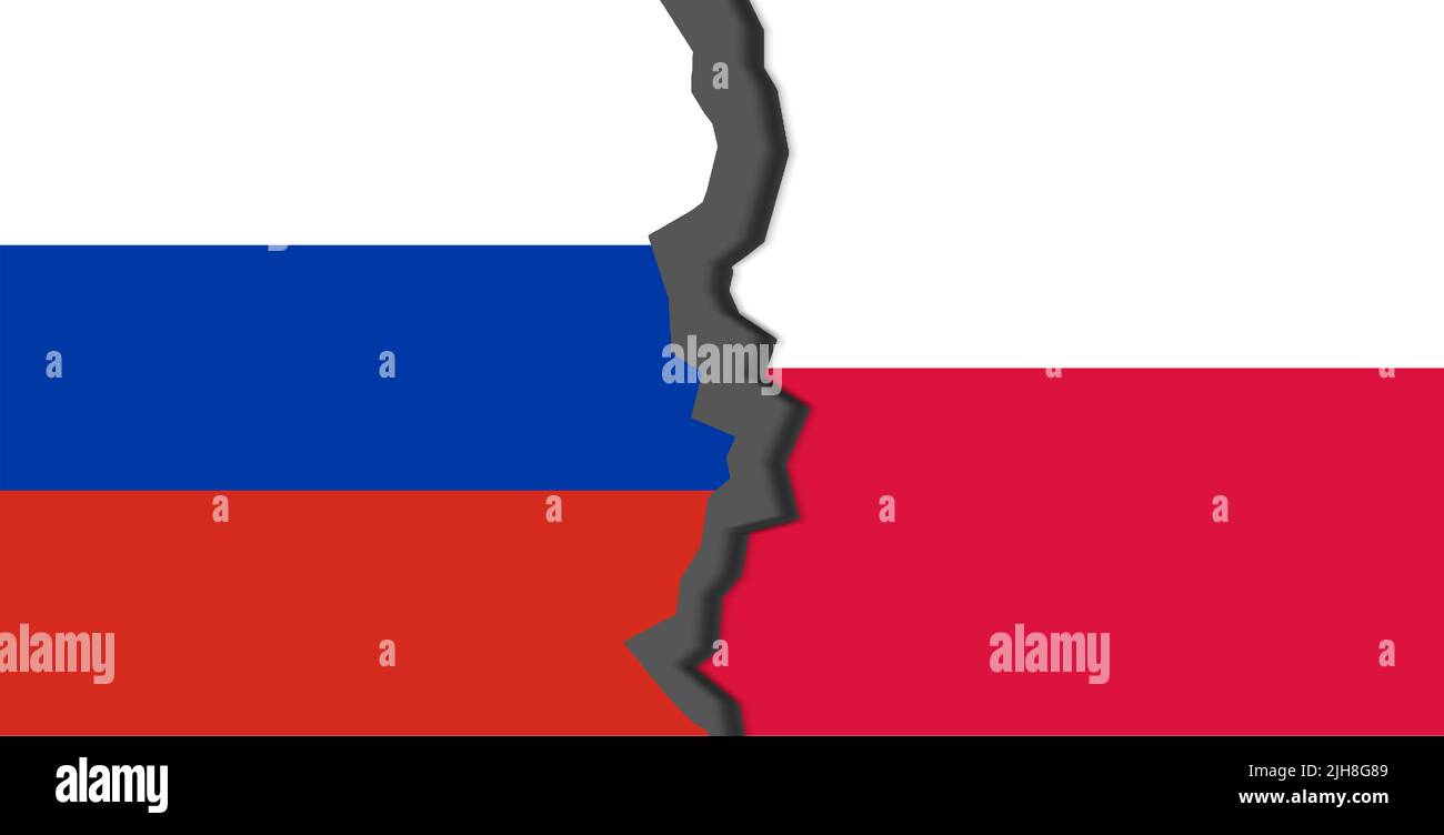 Polisgh Vs. Russian Flags of Russia and Poland, Russia vs Poland in world war crisis ...