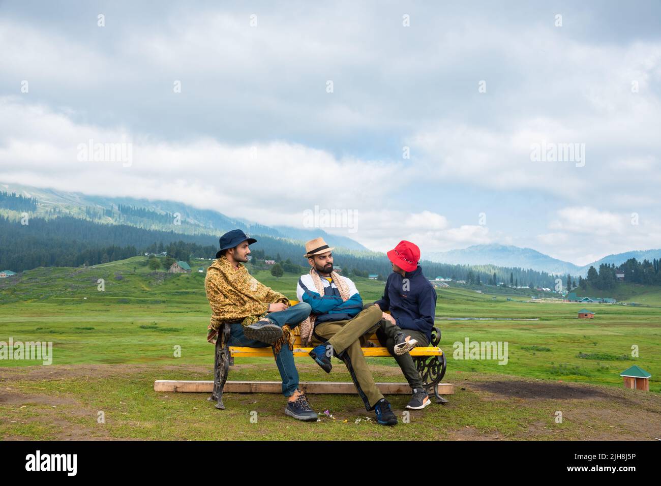 Gulmarg, known as Gulmarag in Kashmiri, is a town, hill station, popular skiing destination. Stock Photo