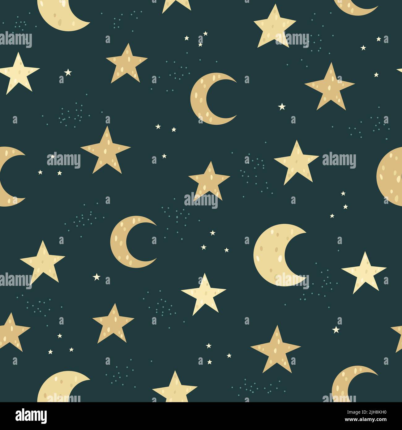 Children's vector seamless pattern with stars and moons. Stock Vector