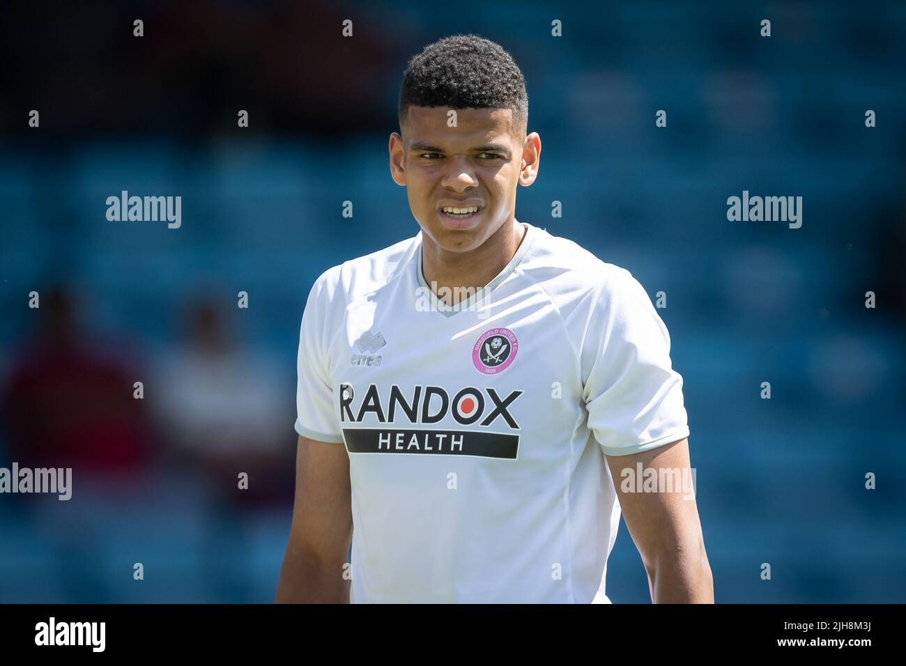 Scunthorpe, UK. 16th July, 2022. Will Osula of Sheffield United during the game in Scunthorpe, United Kingdom on 7/16/2022. (Photo by James Heaton/News Images/Sipa USA) Credit: Sipa USA/Alamy Live News Stock Photo