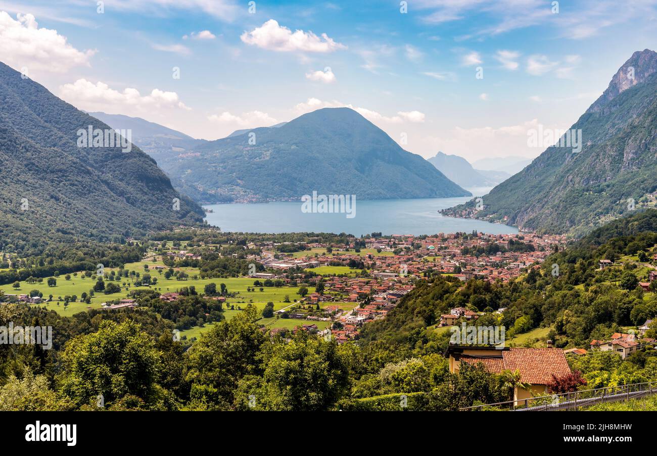 Landscape of Lake Lugano from Naggio in Val Menaggio, province of Como, Lombardy, Italy Stock Photo
