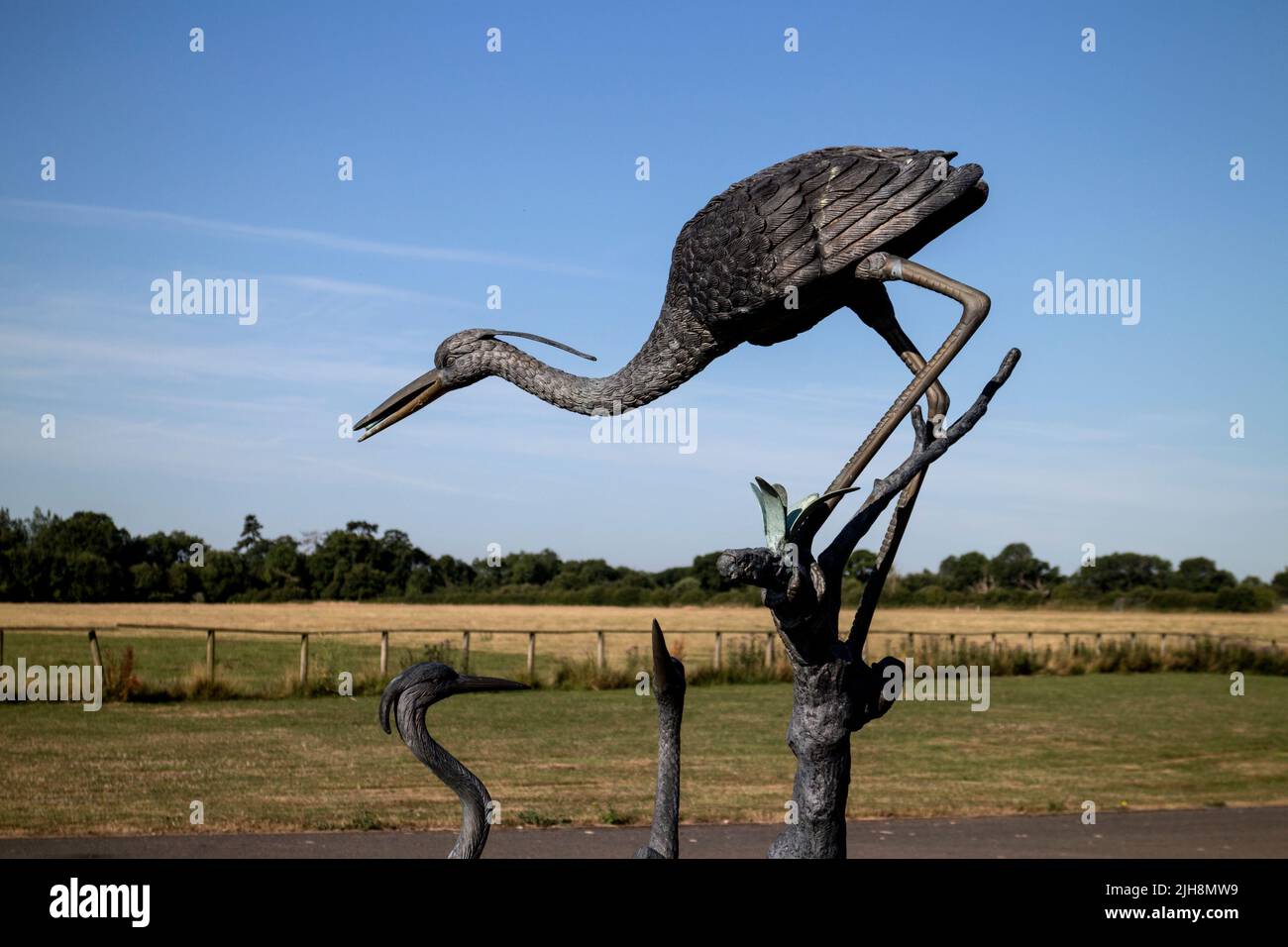 Herons sculpture at Dallas Burston Polo Club, Southam, Warwickshire, UK Stock Photo