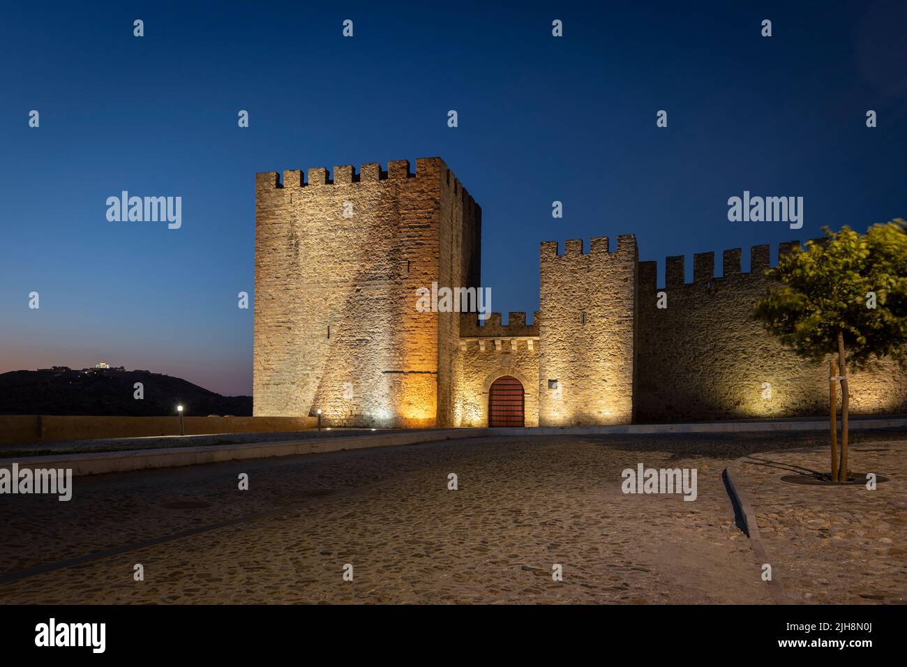 Elvas, Portugal: Castelo of Elvas. Blue hour / twilight shot. Stock Photo