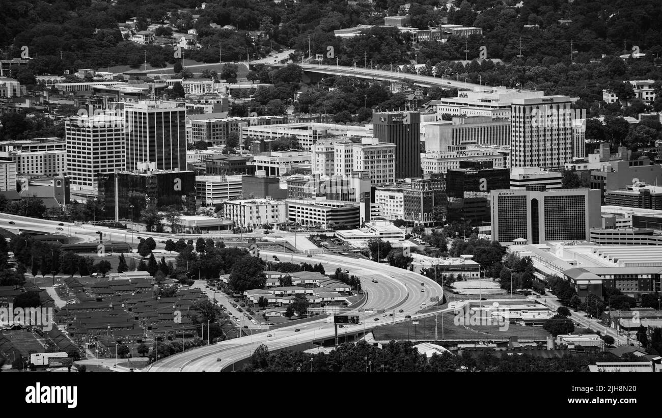 A greyscale aerial view of Chattanooga, TN Stock Photo Alamy